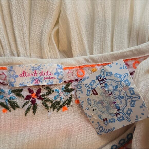R Altar'd State Boho Embroidered Cream Cover Up Tunic Colorful NWT Womens Size S - Picture 9 of 9